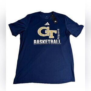 Adidas Georgia Tech Basketball Short Sleeve T Shirt Men’s Large Navy Blue NEW